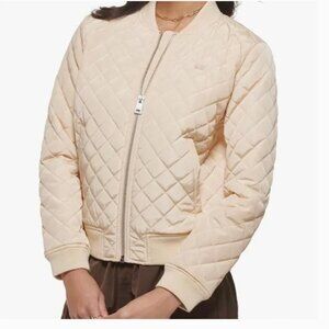 NWT Women's Levi's Cream Diamond Quilted Bomber Jacket Size Small Neutral